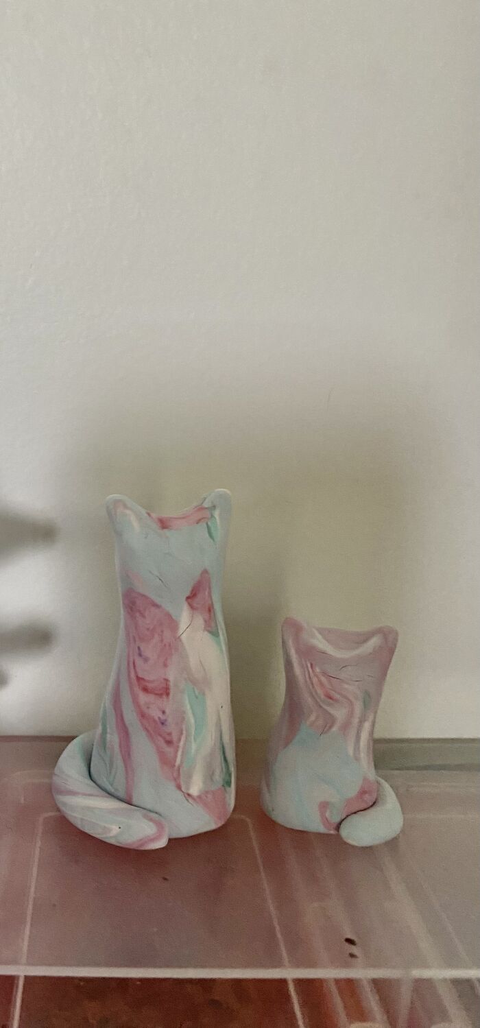 Little Cat Figurines I Made From Leftover Clay
