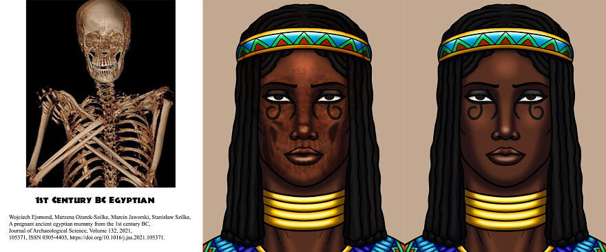 An Egyptian Woman From The Ptolemaic Period, C. 1st Century Bc. This One Was Founded Mummified With Her Unborn Child Still Inside Of Her