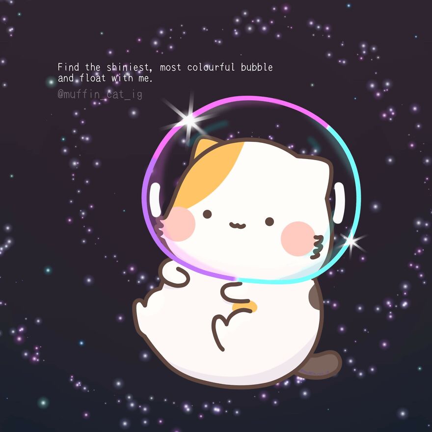 Muffin In Space, But Wearing Only A Bubble Helmet