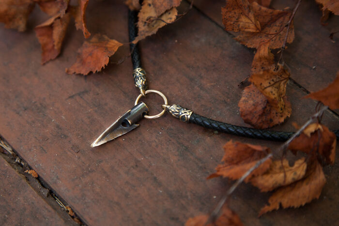 Bronze Arrowhead Pendant In Viking Style