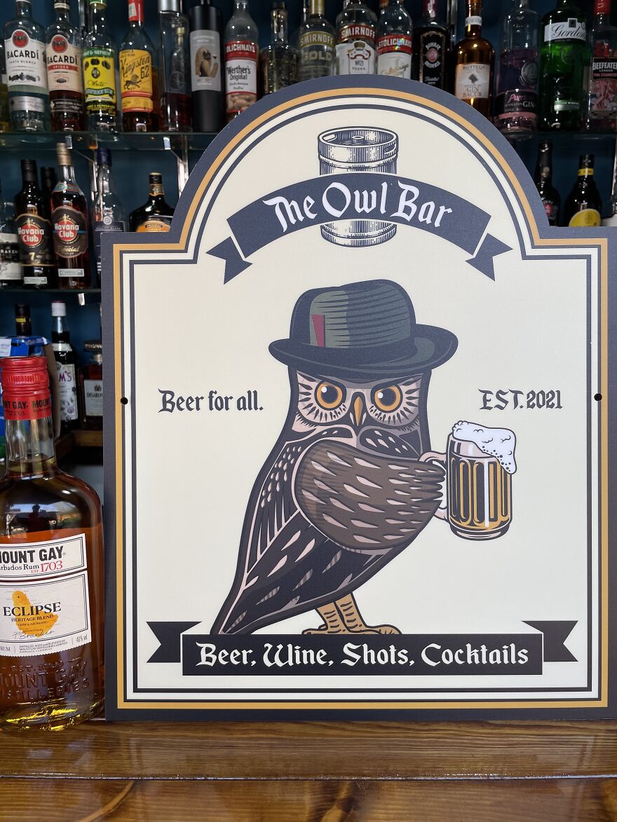 The Owl Bar Traditional Bar Sign
