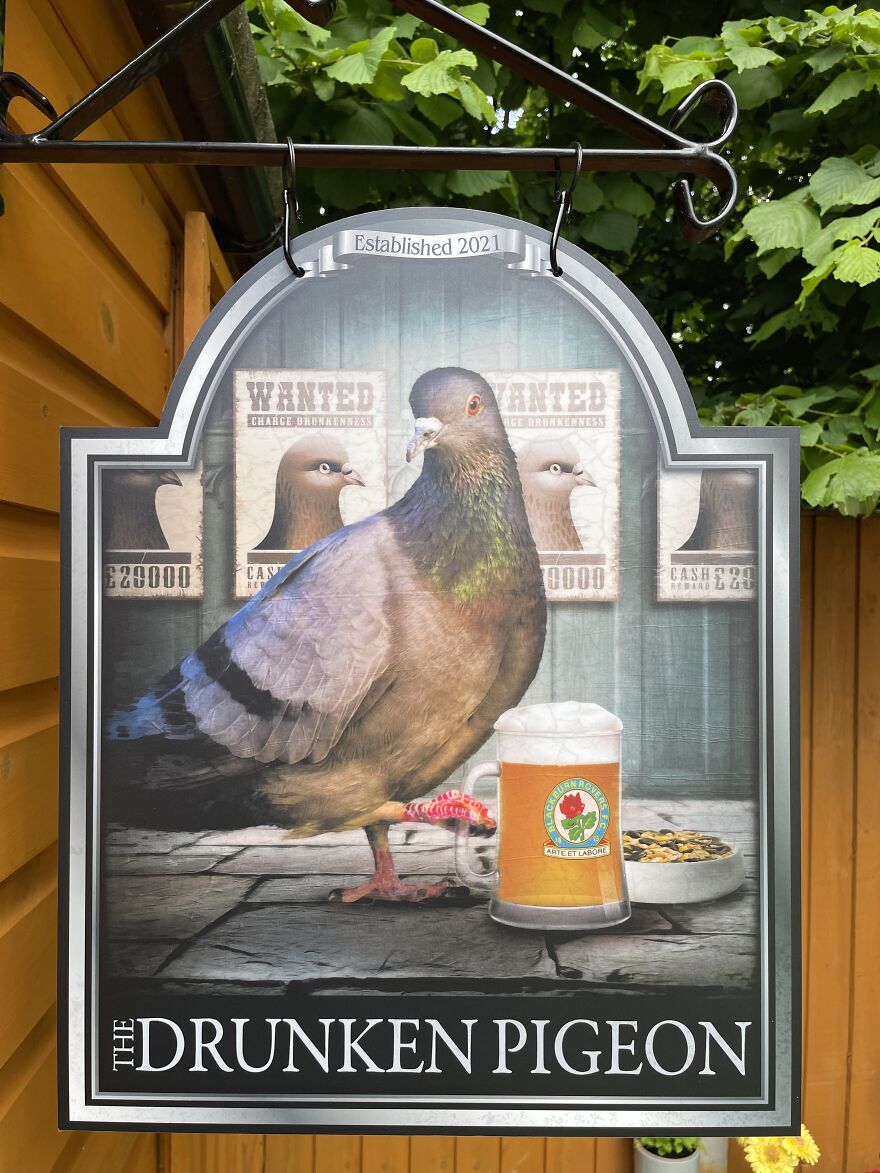 Drunken Pigeon Garden Bar Sign