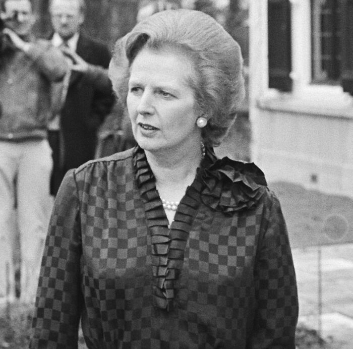 black and white photo of Margaret Thatcher