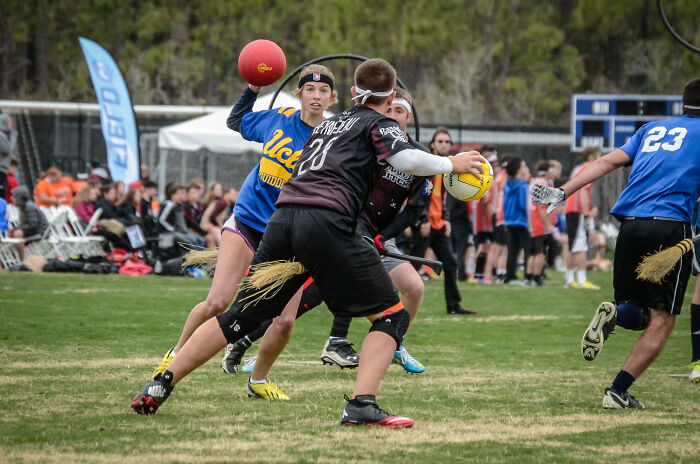 People playing quidditch 