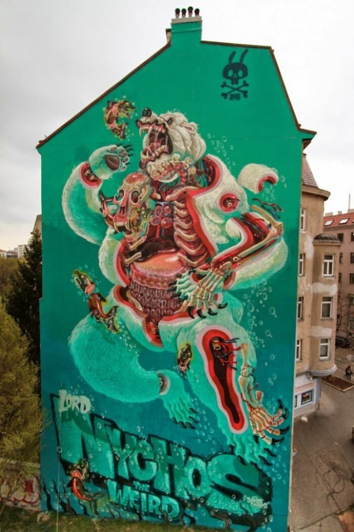 "Dissection Of A Polar Bear" By Street Artist Nychos In Vienna, Austria