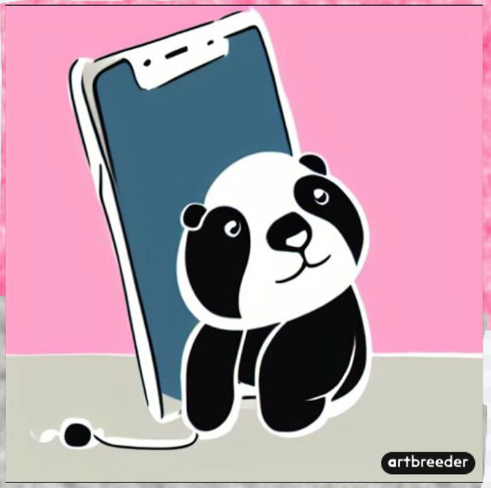 Prompt Was "A Bored Panda With A Phone" On Artbreeder. I Tried "Bored Panda" First, But It Didn't Come Up With Any Good Results. It Kinda Sucks, But Artbreeder Sucks, So It's The Best I Could Do