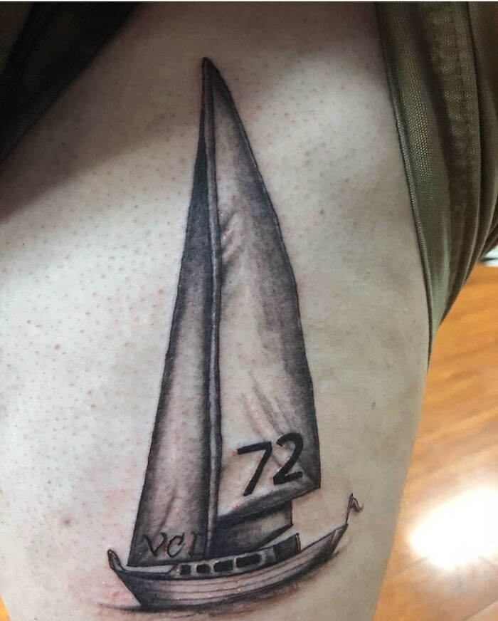 I Got This Sailboat After My Grandpa Passed Away. It's Based On The Sailboat My Grandparents Owned. It Has His Initials On It. The 72 Was How Many Years They Were Married. Unfortunately, I Have To Add My Grandma's Initials