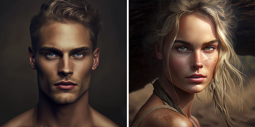AI generated pictures of beautiful man and woman with blonde hair from Australia