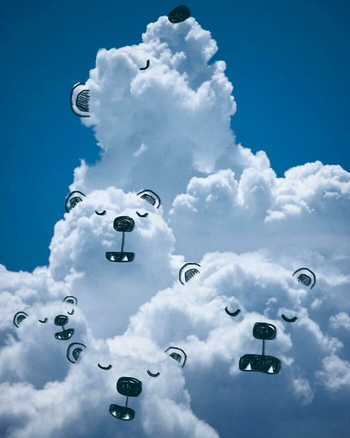 This Artist Reimagines Clouds As Characters By Drawing Shapes Onto Them