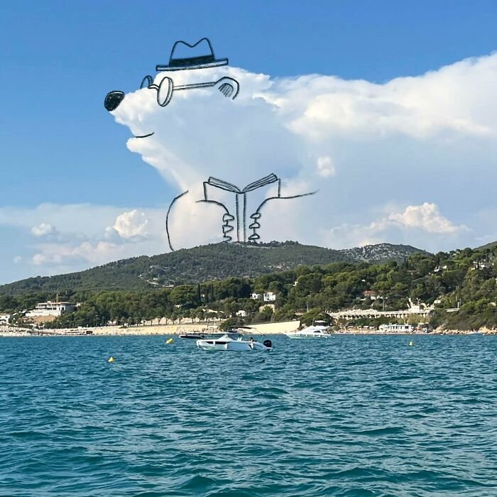 This Artist Reimagines Clouds As Characters By Drawing Shapes Onto Them