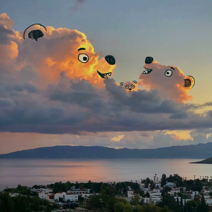 This Artist Reimagines Clouds As Characters By Drawing Shapes Onto Them