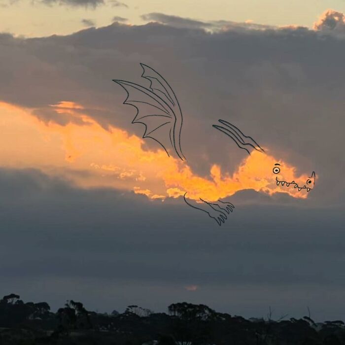 This Artist Reimagines Clouds As Characters By Drawing Shapes Onto Them