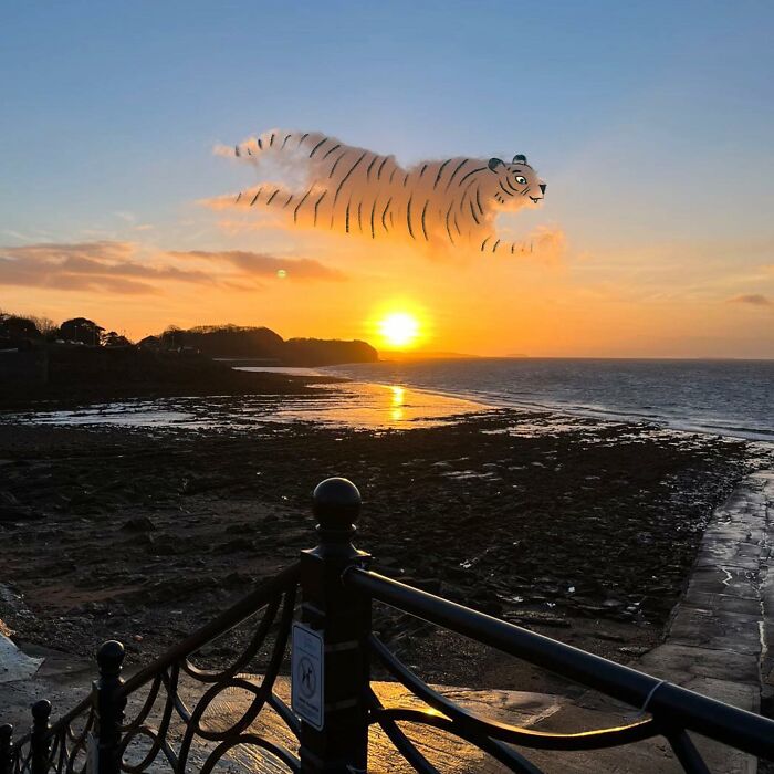 This Artist Reimagines Clouds As Characters By Drawing Shapes Onto Them