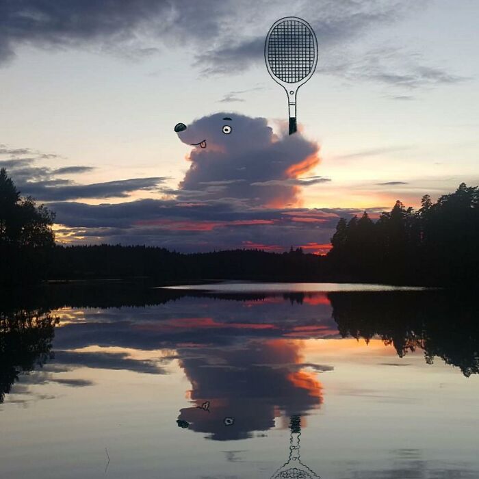 This Artist Reimagines Clouds As Characters By Drawing Shapes Onto Them