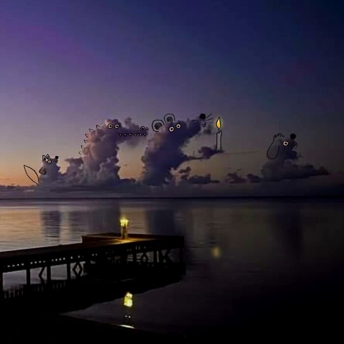 This Artist Reimagines Clouds As Characters By Drawing Shapes Onto Them
