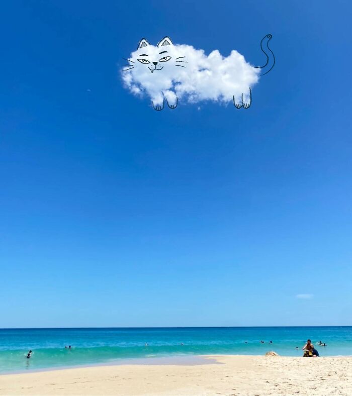 This Artist Reimagines Clouds As Characters By Drawing Shapes Onto Them