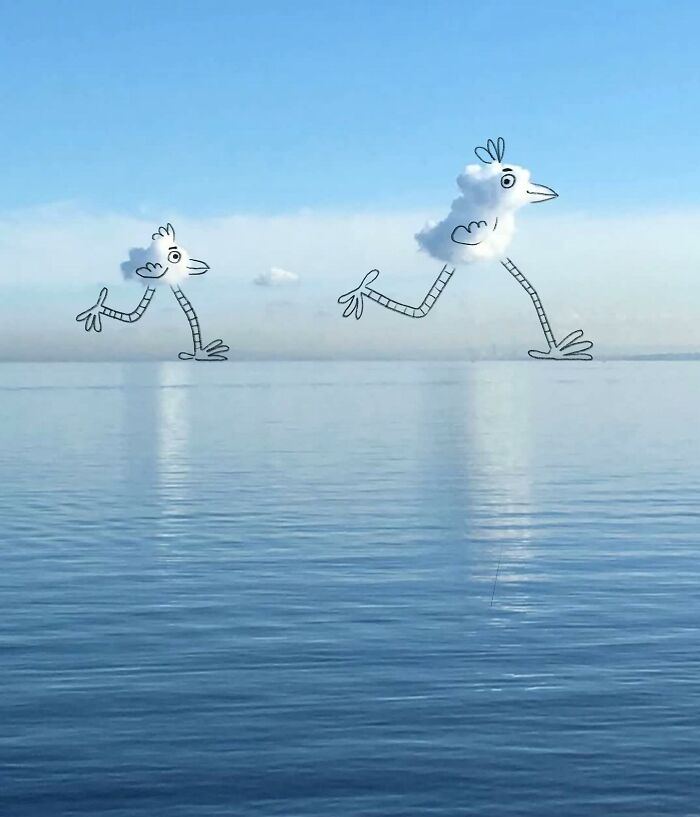 This Artist Reimagines Clouds As Characters By Drawing Shapes Onto Them