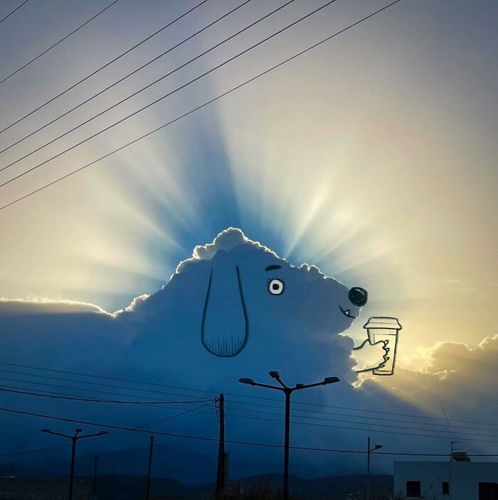 This Artist Reimagines Clouds As Characters By Drawing Shapes Onto Them