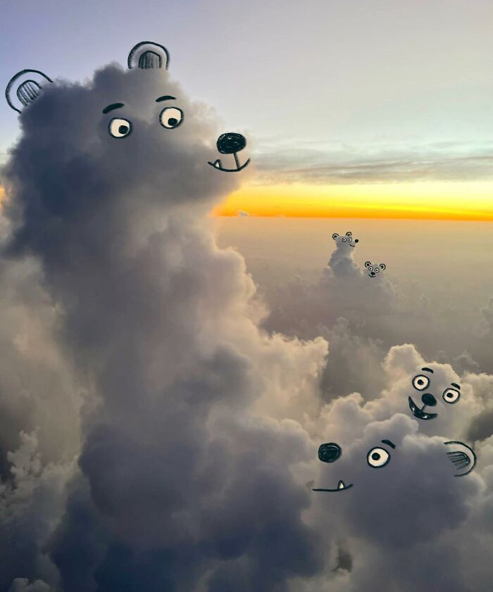 This Artist Reimagines Clouds As Characters By Drawing Shapes Onto Them