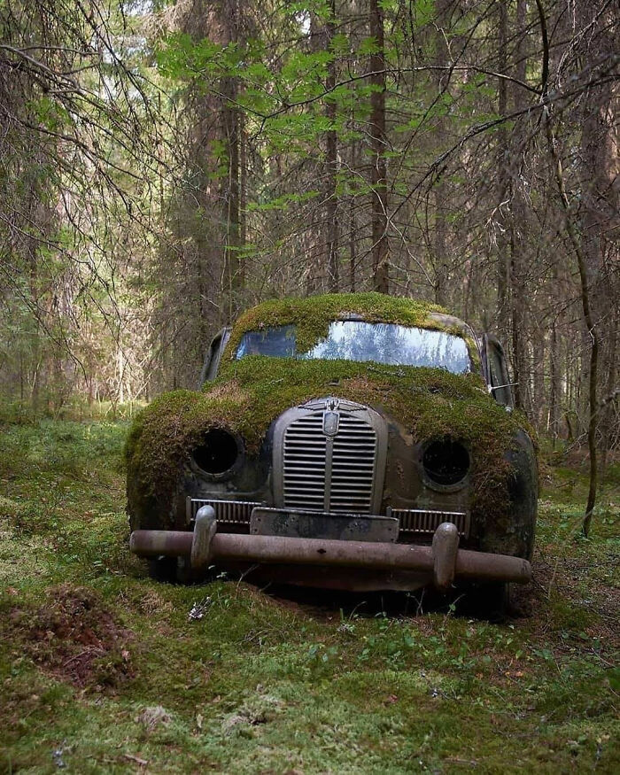 Mossy Car In The Woods, Finland