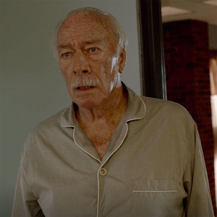Christopher Plummer standing and looking in movie