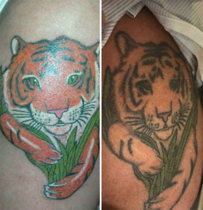 What Aging And 20 Years Can Do To A Tattoo. I Watched My Father Get This Tattoo When I Was A Kid. The Second Picture Was Taking Just Before He Passed