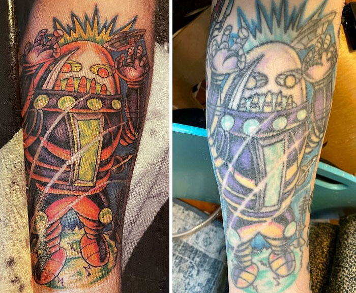 Then And Now. How My Colorful Tattoo Held Up Over 26 Years. By Dave Fox In '96, Philadelphia, Pa