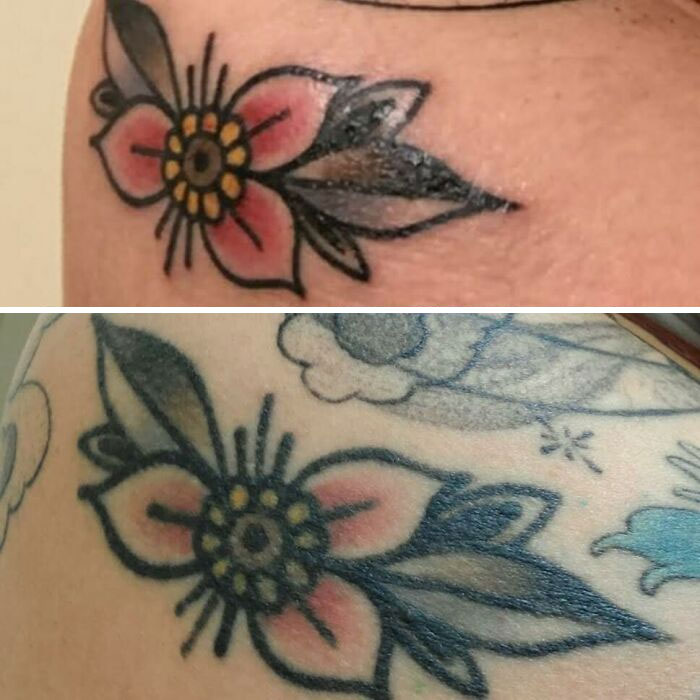 Fresh Vs. 3 Years. Never Got A Touch Up Since The Artist Moved To Another State Shortly After I Got This