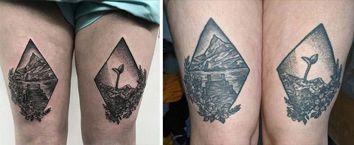 4 Year Old Thigh Pieces! Fresh (Jan 2018) Vs. Now (Jan 2022) Lost A Fair Amount Of Detail But I Still Love It!