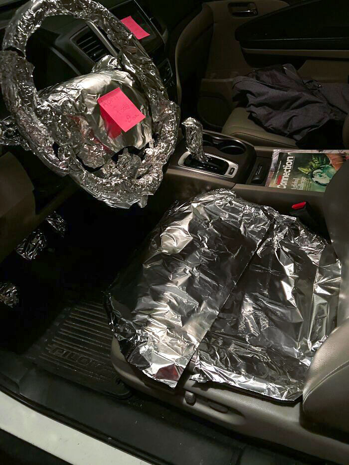 It's 2 Am, And I Just Snuck Into The Garage And Partially Wrapped My Mom's Car With Tinfoil. I'm Hoping For A Good Reaction In The Morning