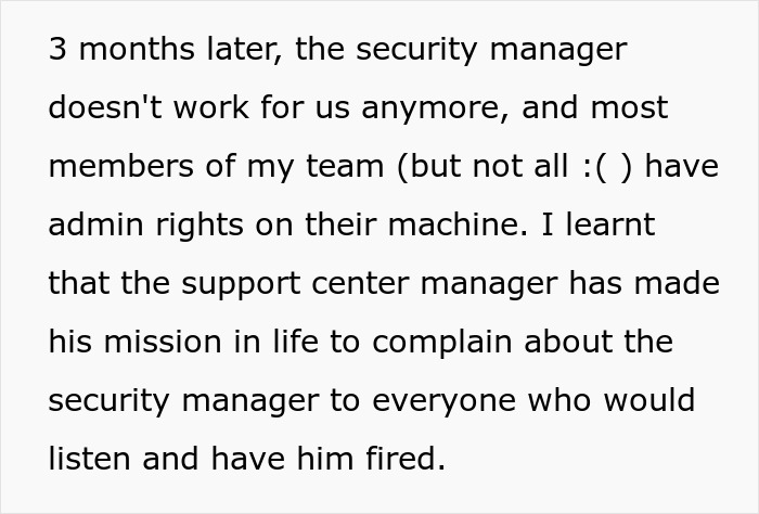 "Security tells me no, no, no": Your boss comes up with a new rule that backfires horribly