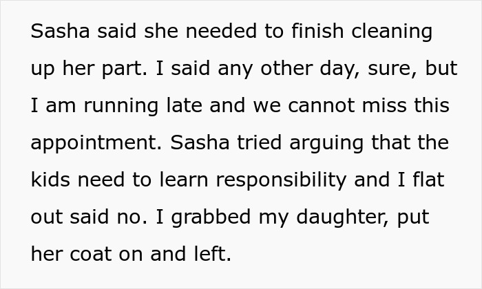 A woman who picked up her 2-year-old from nursery school received a message from her teacher saying she should stop cleaning her place