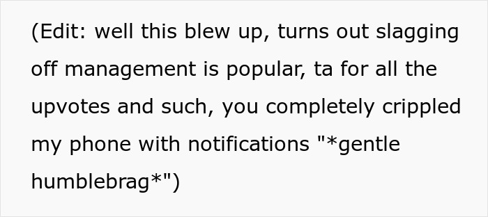 Management Criticizes Worker For Taking “Longer Breaks” Although He Works Through His Usual Ones, Is Surprised When Equipment Starts Breaking Management Criticizes Worker For Taking “Longer Breaks” Although He Works Through His Usual Ones, Is Surprised When Equipment Starts Breaking