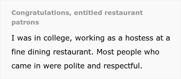 People Online Are Cracking Up About This Woman’s Idea To Congratulate The Most Entitled Couple She Met While Working At A Restaurant