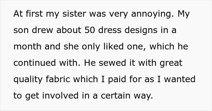 Teenager spends a lot of time making her aunt's wedding dress worth $22,000 to $25,000 for free, but she won't even invite him