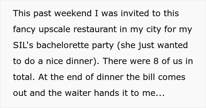 "The Bill Was Close To $1,000": Bride-To-Be Expects SIL To Cover The Entire Bachelorette Dinner, Gets A Reality Check Instead "The Bill Was Close To $1,000": Bride-To-Be Expects SIL To Cover The Entire Bachelorette Dinner, Gets A Reality Check Instead