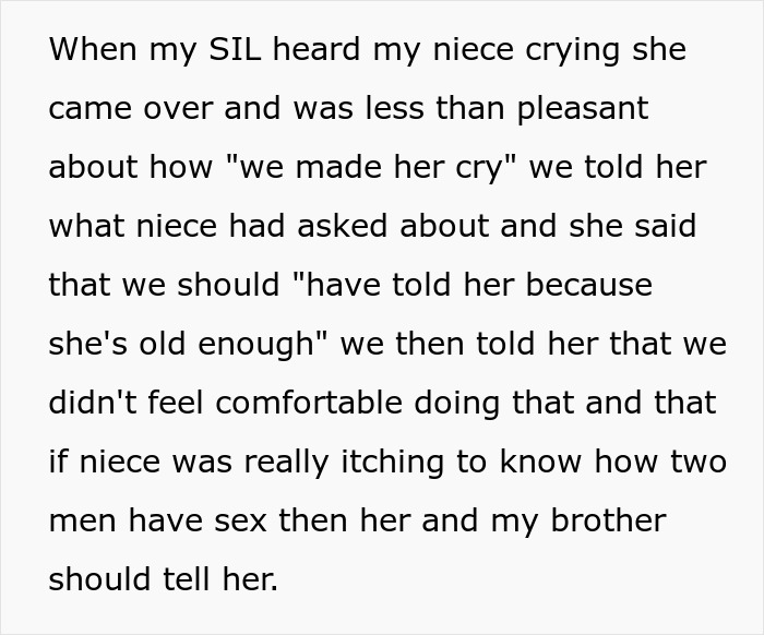 The man who made her cry by refusing to explain to her niece how gay sex works I suspect he was a jerk