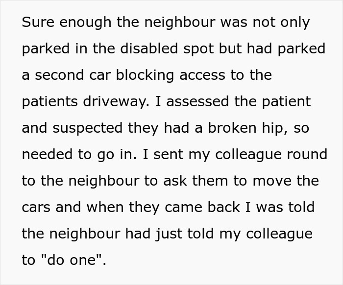 Eligible neighbor gets instant karma after blocking path of emergency van with two of his cars and refusing to move them