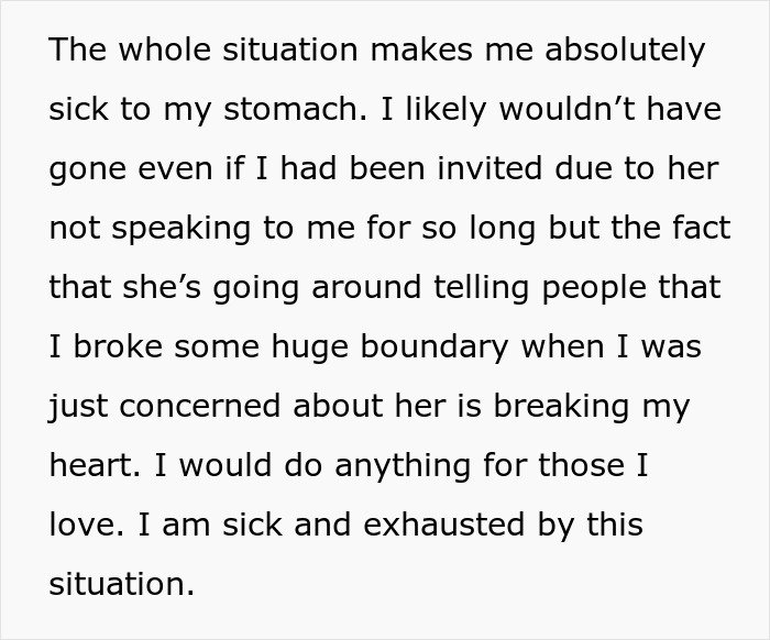 "She Said That My Anxiety Over Her Health Issues Was Too Much": Family Drama Arises As Woman Cuts Off Contact With Her 'Too Intrusive' Sibling "She Said That My Anxiety Over Her Health Issues Was Too Much": Family Drama Arises As Woman Cuts Off Contact With Her 'Too Intrusive' Sibling