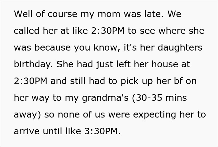 Daughter Tells Mom Her Birthday Party Starts An Hour Earlier Because She’s Always Late, Drama Ensues