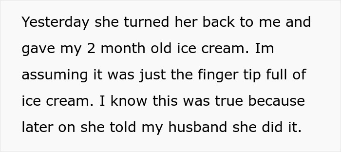 Woman Feeds 2-Month-Old Granddaughter Ice Cream Despite Her Parents Repeatedly Saying No, Is Not Ready For The Consequences Woman Feeds 2-Month-Old Granddaughter Ice Cream Despite Her Parents Repeatedly Saying No, Is Not Ready For The Consequences