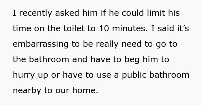 Guy Calls Wife A Jerk For Trying To Control His Bathroom Time, The Internet Says That He's The One Who Needs A Reality Check