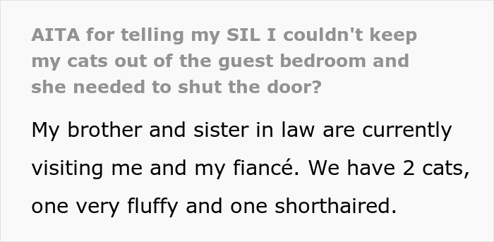 Entitled sister-in-law requires host to lock cat out of sight when visiting