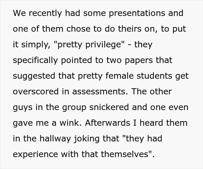 University Student Is Backed Online For Reporting Her Classmates Who Kept Hanging ‘Pretty Privilege’ On Her University Student Is Backed Online For Reporting Her Classmates Who Kept Hanging ‘Pretty Privilege’ On Her