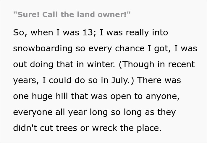 “Sure! Call The Land Owner!”: ‘Karen’ Wants To Get Rid Of 13 Y.O. From Snowboarding Slope, Appeals To The Owners And Gets Banned Herself “Sure! Call The Land Owner!”: ‘Karen’ Wants To Get Rid Of 13 Y.O. From Snowboarding Slope, Appeals To The Owners And Gets Banned Herself