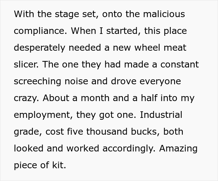 Angry Boss Belittles Employee For Following Exact Meat Slicer Cleaning Instructions, Gets Slapped With Malicious Compliance Angry Boss Belittles Employee For Following Exact Meat Slicer Cleaning Instructions, Gets Slapped With Malicious Compliance