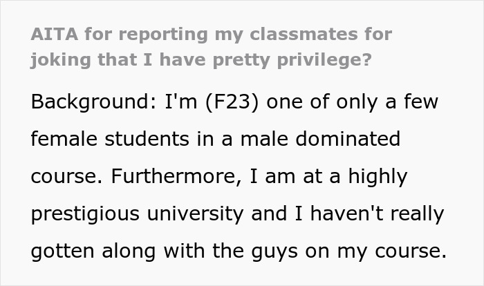 University Student Is Backed Online For Reporting Her Classmates Who Kept Hanging ‘Pretty Privilege’ On Her University Student Is Backed Online For Reporting Her Classmates Who Kept Hanging ‘Pretty Privilege’ On Her