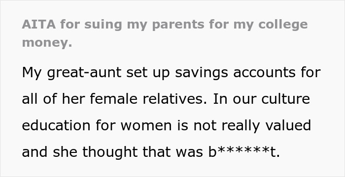 Family Are Furious With Daughter After She Sues Them For Stealing Her College Fund So Their Son Could Have A Grand Wedding Family Are Furious With Daughter After She Sues Them For Stealing Her College Fund So Their Son Could Have A Grand Wedding