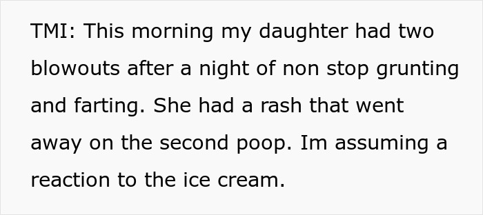 Mother-in-law thinks it's a good idea to give baby ice cream and regrets it when mom decides to stop seeing baby