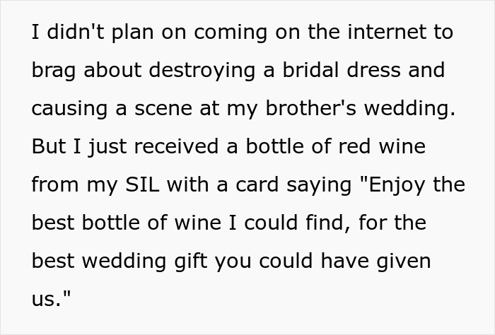 "I Purposefully Spilled A Giant Glass Of Wine On My Mother At My Brother's Wedding"